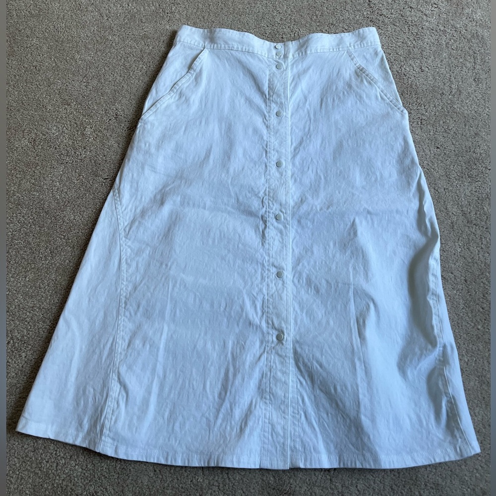 A.L.C. ALC White Linen Blend Snap Front Jayce Skirt Sz. 4 - Picture 2 of 6